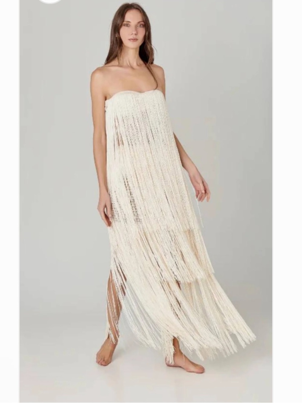 Bahia Maria Luciana Fringe Top Ivory Fringe Crochet bra crop Revolve XS